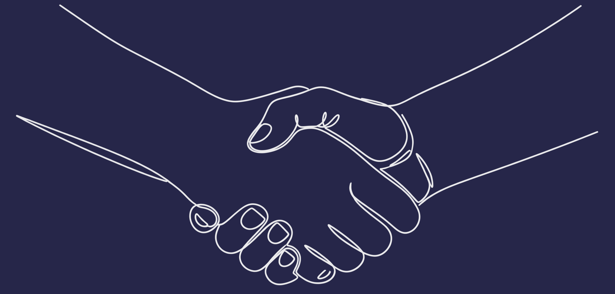 Continuous line art handshake representing human connection